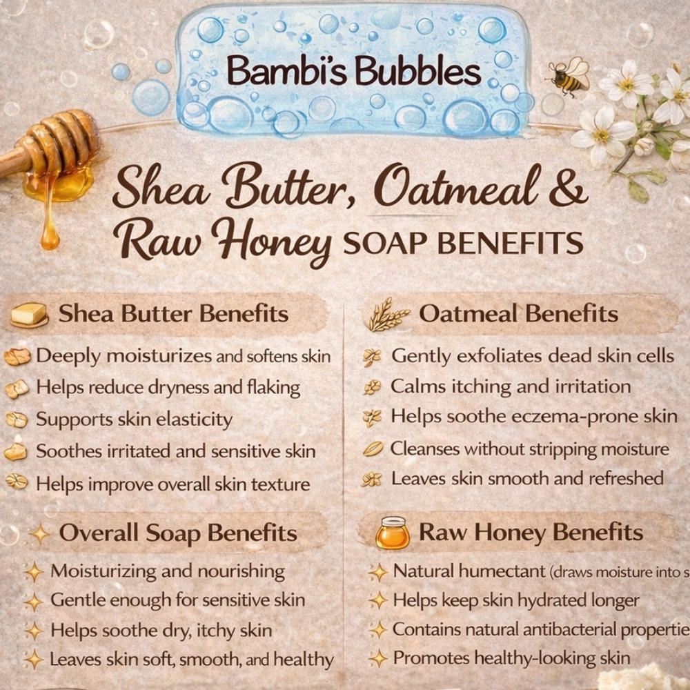 NEW & IMPROVED! Oatmeal & Honey Shea Butter Soap 4oz Bar - Picture 2 of 10